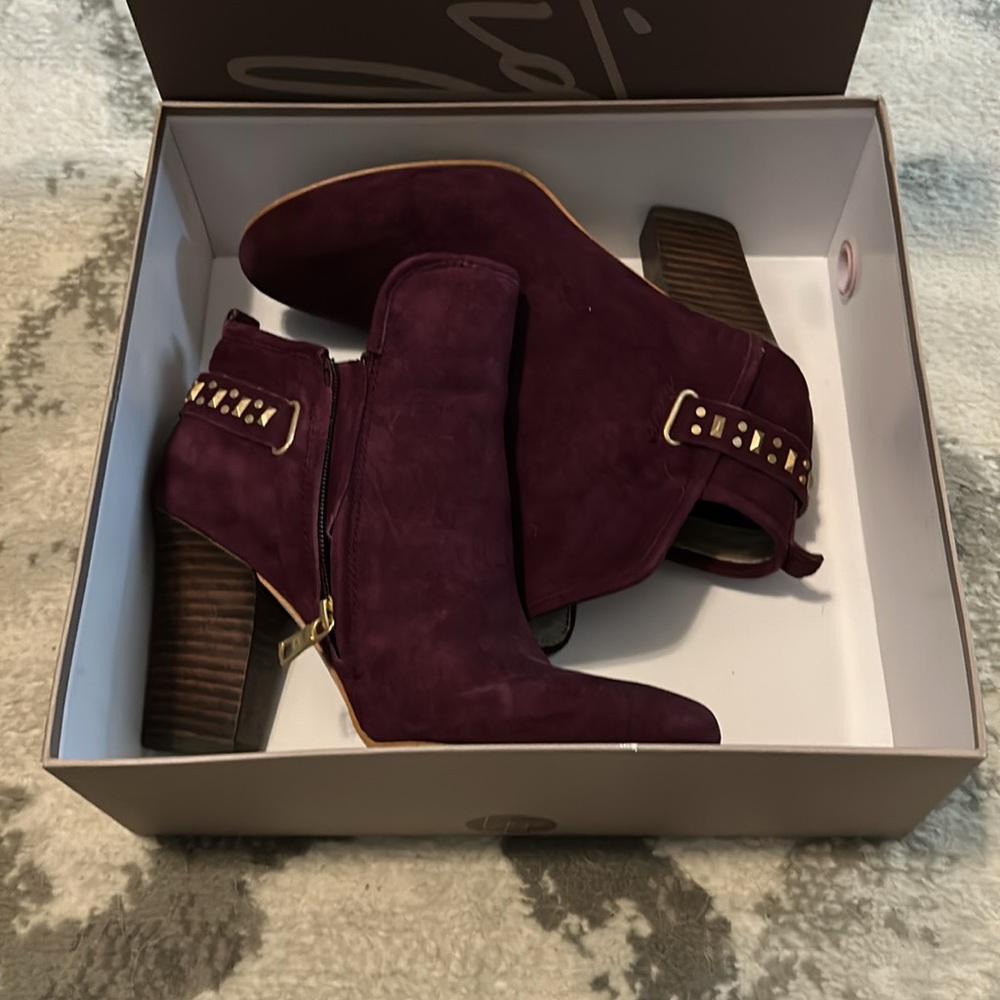 Purple suede booties size 9.5